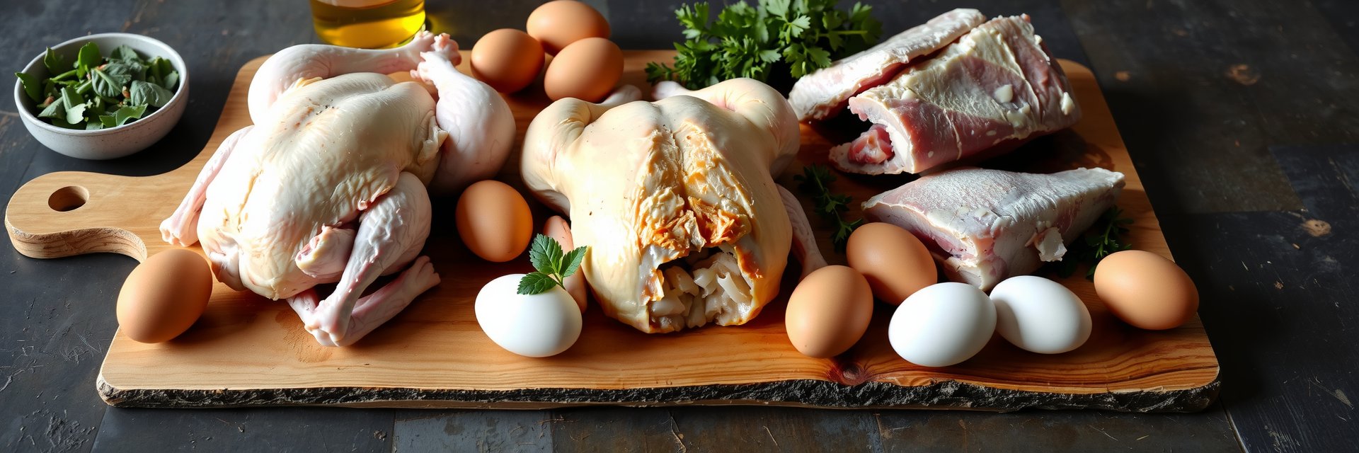 Display of fresh poultry products from Pasture & Plate, highlighting healthy chicken products